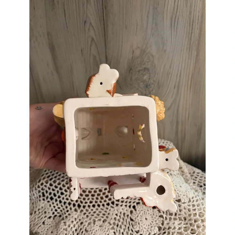 Ceramic Fall Harvest House Tea Light Holder Cats Scarecrow Pumpkin Autumn Decor